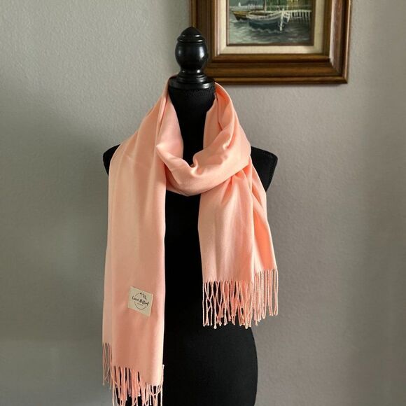 Peach  Cashmere Blend cozy Scarf - Picture 1 of 5